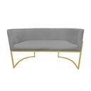 Ver imagem 2 de Namoradeira Decorativa Luana Suede Cinza 2 Lugares Base Dourada Ms Decor