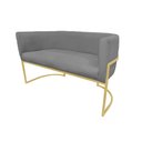 Ver imagem 1 de Namoradeira Decorativa Luana Suede Cinza 2 Lugares Base Dourada Ms Decor