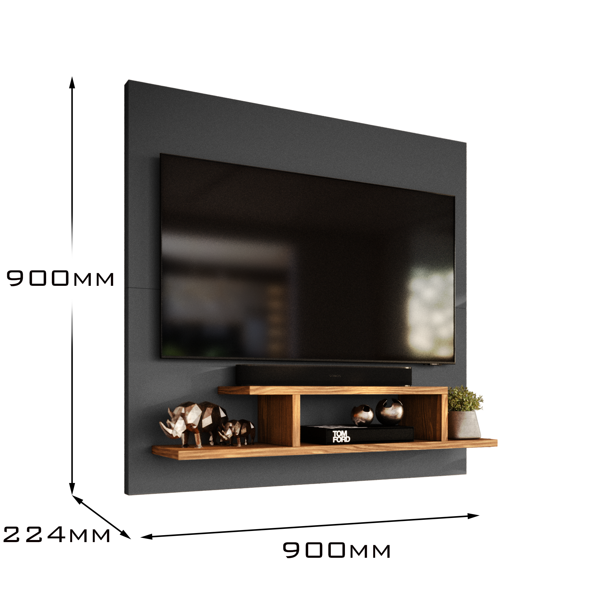 Painel para Tv Smart 32 Polegadas Reilly - Cinza / Freijó - 3