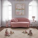 Ver imagem 2 de Sofá Orgânico 2 Lugares C/2 Almofadas Curvo Sala Recepção Amsterdã Veludo Rosa - Montanari's Decor