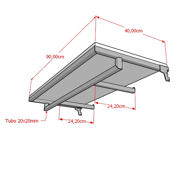 Prateleira para Cremalheira com Cabideiro 90x40cm Comac - Preto - 2