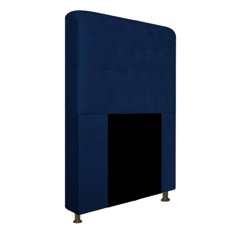 Cabeceira Brenda Para Cama Box Solteiro 100cm com Capitonê Suede - Ecotec Decor:Azul Marinho