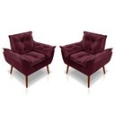 Ver imagem 7 de Kit C-2 Poltronas Opala + 01 Puff Opala Elegante Suede Bordo