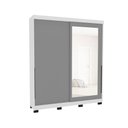 Ver imagem 2 de Guarda-roupa Casal Madrid 2 Portas 2 Gavetas com Espelho Cinza/branco - Politorno