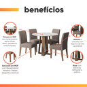 Ver imagem 6 de Conjunto de Mesa Sala de Jantar Athenas Redonda 1,03m 4 Cadeiras Trieste Cedro / Off White / Mascavo