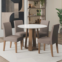 Ver imagem 3 de Conjunto de Mesa Sala de Jantar Athenas Redonda 1,03m 4 Cadeiras Trieste Cedro / Off White / Mascavo