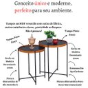Ver imagem 5 de Conjunto Mesa Lateral Sala Estar Apoio Canto Sofá Redonda Rustico Recepção Pequena:Tampos Pretos Fer