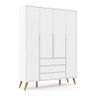 Jogo de Quarto Infantil Retrô Clean Guarda Roupa 4 Portas e Cômoda com Porta Branco Soft/Eco Wood - - 2