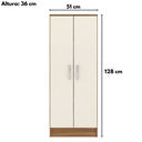 Ver imagem 5 de Armário Multiuso 2 Portas 4 Prateleiras 128 cm Ballena Amêndola/Off White