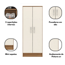 Ver imagem 3 de Armário Multiuso 2 Portas 4 Prateleiras 128 cm Ballena Amêndola/Off White