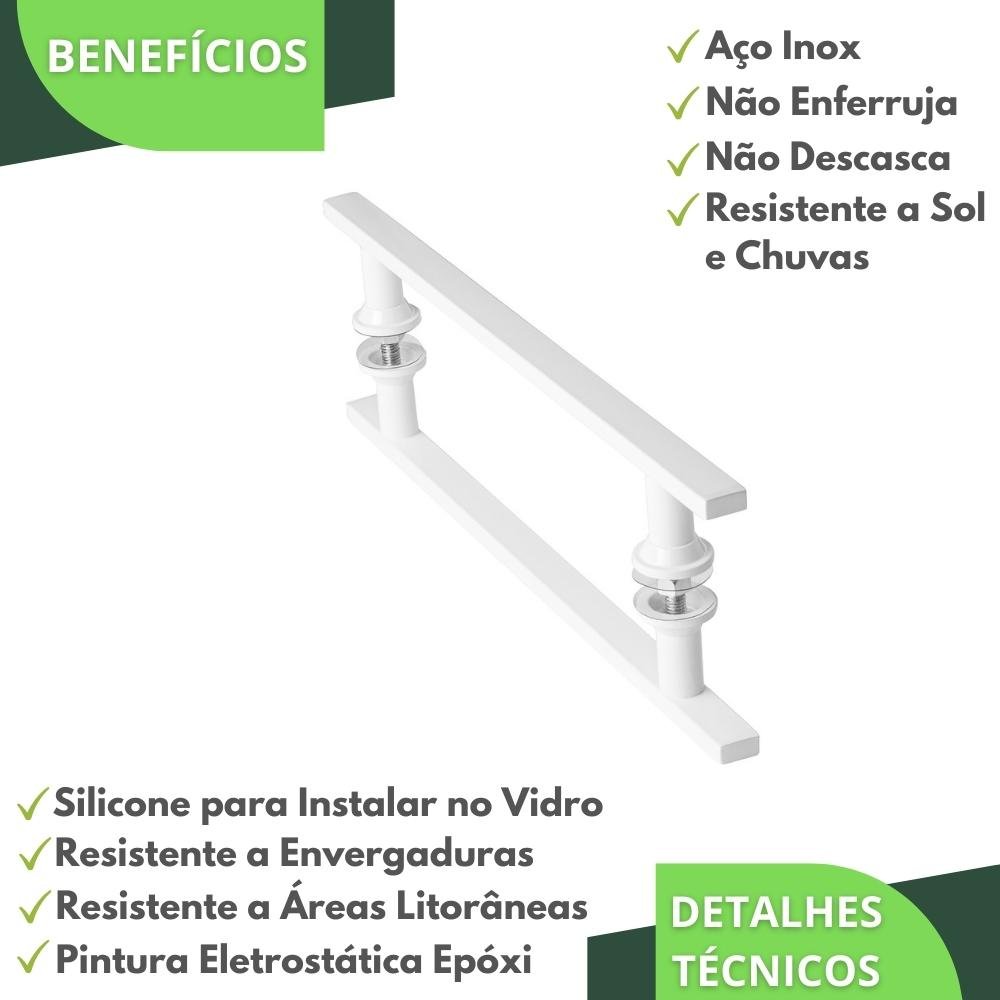 Puxador De Porta Branco Vidro Pivotante Madeira 20cm M.S - 3