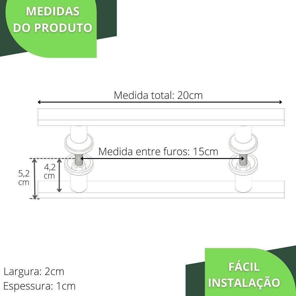 Puxador De Porta Branco Vidro Pivotante Madeira 20cm M.S - 6