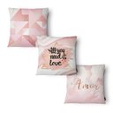 Ver imagem 1 de Kit 3 Capas de Almofada 43x43cm Geométrica Tecido Veludo 100% Poliéster