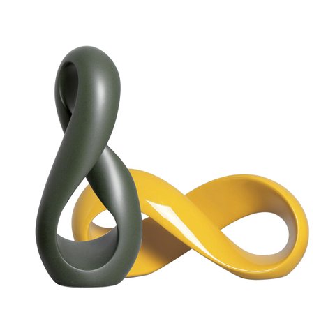 Escultura para Decoração da Copa do Mundo Verde e Amarelo Infinito de Cerâmica