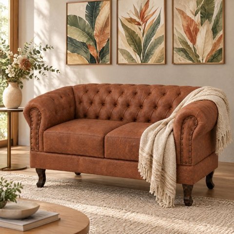 Namoradeira Chesterfield Duque 2 Lugares em Dallas Avelã