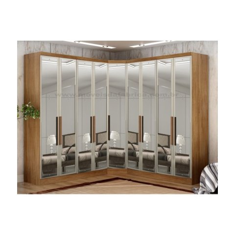 Modulado Moderno Espelhado 9 Portas 12 Prateleiras - Linea-cumaru - Móveis Novo Horizonte