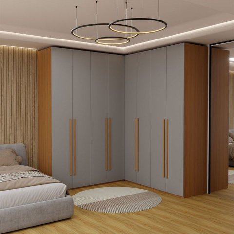 Guarda-Roupa Casal Modulado Genova 8 Portas 6 Gavetas Freijó/Cinza - Panorama Móveis