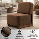 Ver imagem 3 de Poltrona Decorativa Orgânica Celine Bouclé Base Madeira Maciça Luxo Sala Recepção Quarto Cinsultório