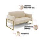 Ver imagem 6 de Sofá Namoradeira com Poltrona Base Industrial Alta Dourado Marisa Suede Bege D03 - D’Rossi