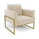 Ver imagem 4 de Sofá Namoradeira com Poltrona Base Industrial Alta Dourado Marisa Suede Bege D03 - D’Rossi