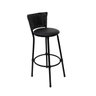 Banqueta Alta Preta com Encosto Junco, Aço Carbono, Assento Estofado D28-ideal para Cozinha e Balcão - 3