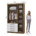 Ver imagem 2 de Guarda-roupa Modulado 132cm 3 Portas 4 Gavetas Paris Luciane
