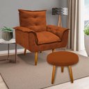 Ver imagem 2 de Poltrona Opala Maria Cadeira Decorativa + Puff Redondo Pés Palito Mercado Dos Móveis:terra Cota