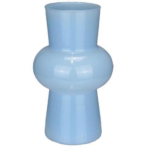 Vaso Decorativo de Vidro Azul 20x12x12cm Enfeite Sala Mesa Estante Aparador