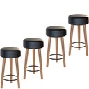 Ver imagem 1 de Kit 4 Bancos Banqueta Paris Couro Preto Mesa Gourmet Pés Madeira Ms Decor