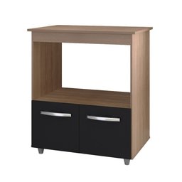 Balcão Multiuso para Cozinha Angela 2 Portas Savana Preto Moblis - 1