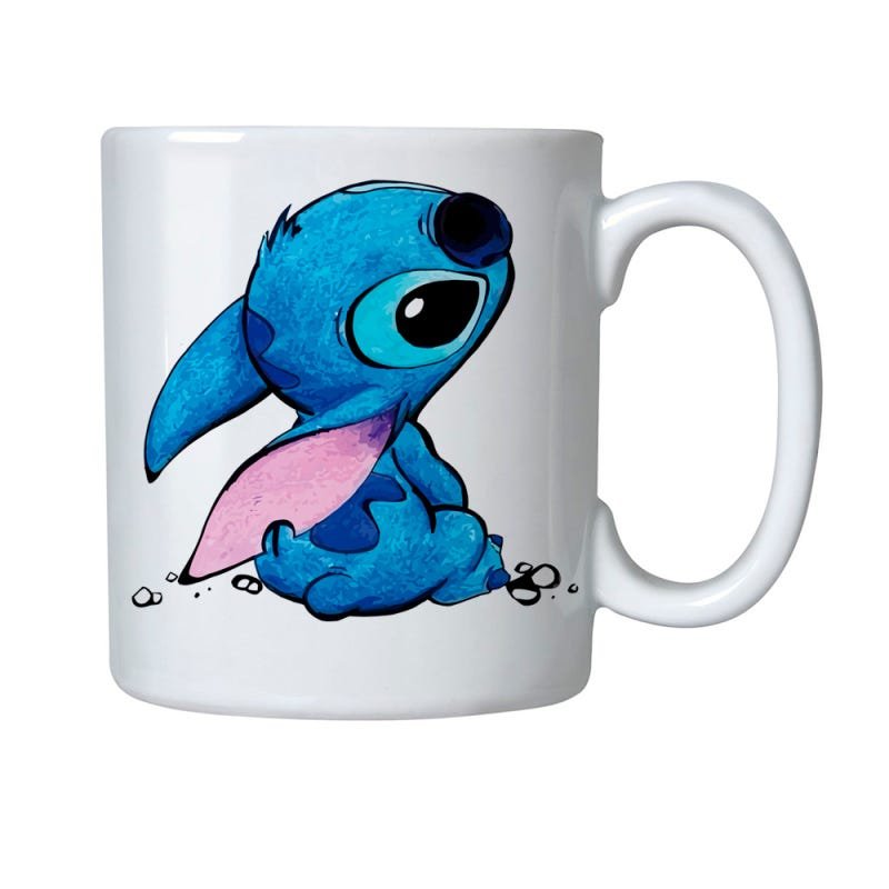 Caneca Porcelana Alça e interior colorido lilo e stitch