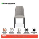 Ver imagem 4 de Kit 04 Cadeiras Sala de Jantar Lior Estofada Base Preta Linho Cinza Couríssimo Preto - Desk Design