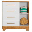 Ver imagem 3 de Cômoda 4 Gavetas e 1 Porta Fly com Branco Amadeirado - Tigus Baby