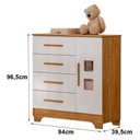 Ver imagem 4 de Cômoda 4 Gavetas e 1 Porta Fly com Branco Amadeirado - Tigus Baby