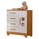 Ver imagem 1 de Cômoda 4 Gavetas e 1 Porta Fly com Branco Amadeirado - Tigus Baby