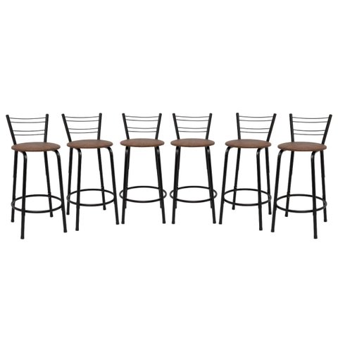 Kit 6 Banquetas para Bancada Flórida Preta 60cm Cozinha Gourmet Balcão Ilha Piscina Área de Lazer