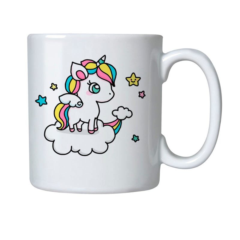 Caneca de Porcelana Unicornio Arco Iris Cabelo - 1