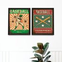 Ver imagem 1 de Kit 2 Quadros Decorativos Baseball Retrô 45x34cm - com Vidro:madeira Branca