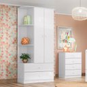 Ver imagem 5 de Cômoda e Guarda Roupa Infantil Labirinto Branco Brilho - Henn