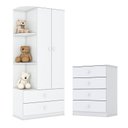 Ver imagem 1 de Cômoda e Guarda Roupa Infantil Labirinto Branco Brilho - Henn