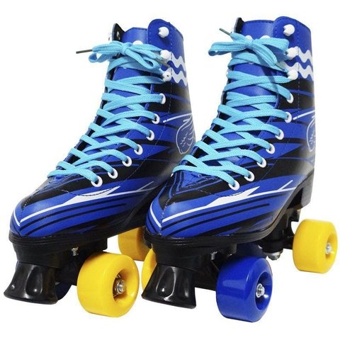 Patins Clássico Tradicional Quad 4 Rodas Roller de Rua Masculino Azul Tamanho 29 Importway BW-020-