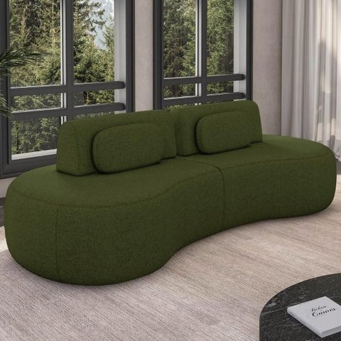 Sofá 4 Lugares 240cm Orgânico Mellanie Linho Verde Z32 - Mpozenato
