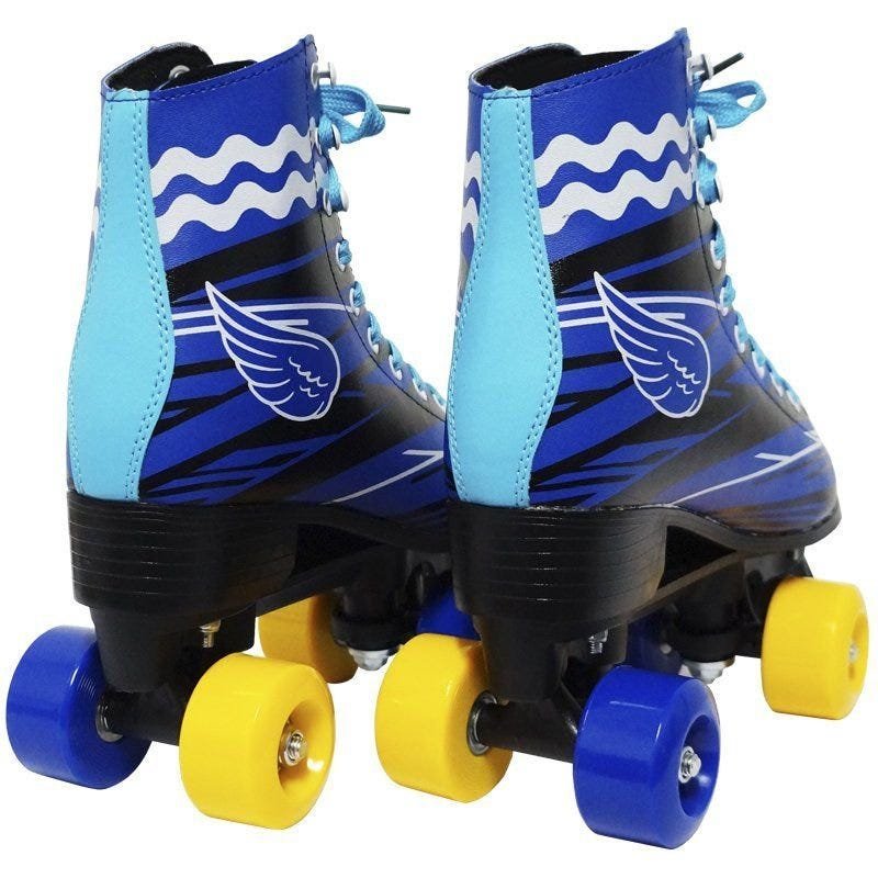 Patins Clássico Tradicional Quad 4 Rodas Roller de Rua Masculino Azul Tamanho 35 Importway BW-020- - 4