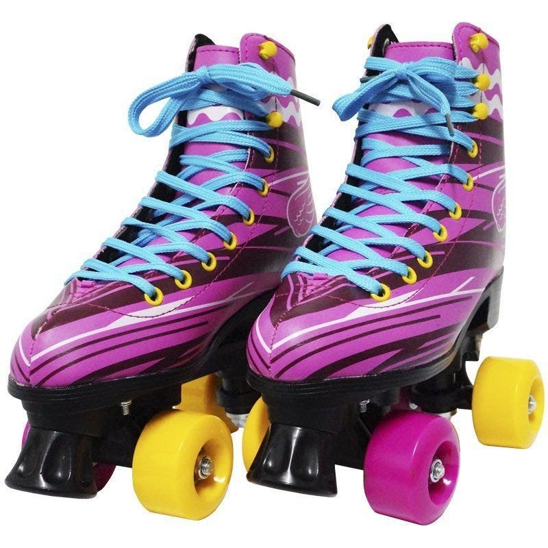 Patins Cássico Tradicional Quad 4 Rodas Roller de Rua Feminino Rosa Tamanho 29 Importway BW-020-R