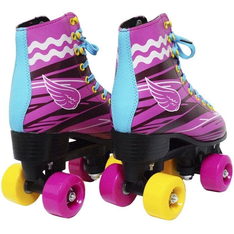 Patins Cássico Tradicional Quad 4 Rodas Roller de Rua Feminino Rosa Tamanho 29 Importway BW-020-R - 3