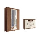 Ver imagem 1 de Guarda Roupa +cômoda 2 Peças Qc305 Jatoba/areia - Santos Andirá