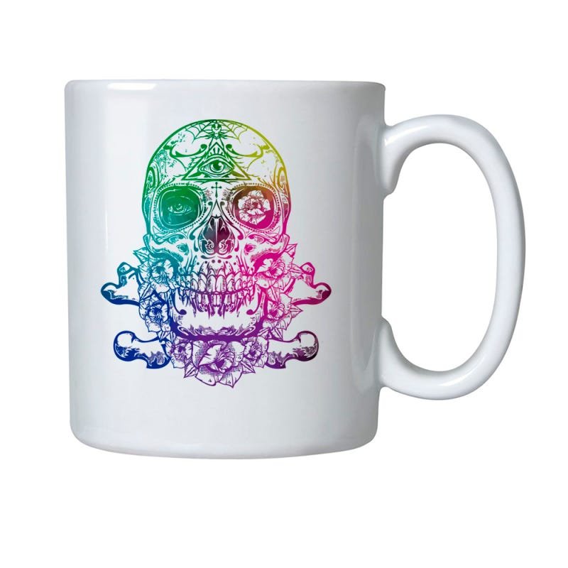 Caneca de Porcelana Caveira COlorida da Morte | MadeiraMadeira