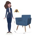 Ver imagem 6 de Conjunto 2 Poltronas Cadeiras Isabella Sala de Estar Suede Azul Marinho - Incasa Decor
