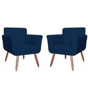 Ver imagem 1 de Conjunto 2 Poltronas Cadeiras Isabella Sala de Estar Suede Azul Marinho - Incasa Decor