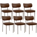 Ver imagem 1 de Kit 06 Cadeiras Estofadas para Sala de Jantar Melina Base Arena L02 Couríssimo Marrom - Lyam Decor